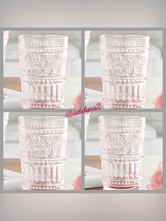 The Pioneer Woman Other - 🌺 RARE 🌺 Pioneer Woman Cassie Glass 4-Piece Highball Tumblers Set Pink